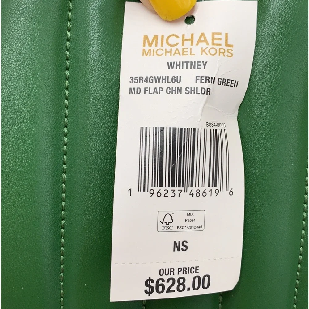 MICHAEL KORS MEDIUM FLAP CHAIN SHOULDER CROSSBODY BAG FERN GREEN COLOR